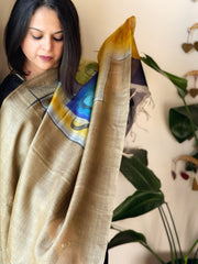 Handpainted Dupatta in Tussar Silk
