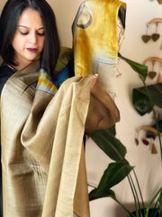 Handpainted Dupatta in Tussar Silk