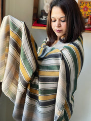 Beige Woven Pashmina Stripes Design Shawl