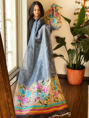 Handpainted Dupatta in Tussar Silk