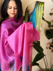 Handpainted Dupatta in Tussar Silk