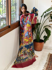 Handpainted Kalamkari Dupatta in Chanderi Silk