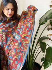 Handpainted Kalamkari Dupatta in Chanderi Silk