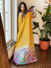 Handpainted Dupatta in Tussar Silk