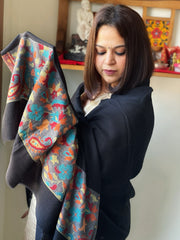 Black Woven Pashmina Shawl with Kaani Pallu