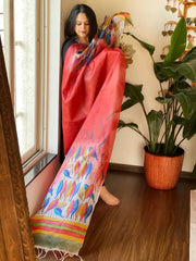 Handpainted Dupatta in Tussar Silk