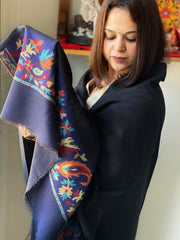 Black Woven Pashmina Shawl with Kaani Pallu