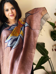 Handpainted Dupatta in Tussar Silk