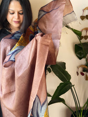 Handpainted Dupatta in Tussar Silk
