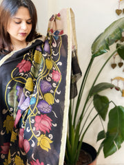 Handpainted Kalamkari Dupatta in Chanderi Silk
