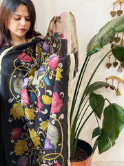 Handpainted Kalamkari Dupatta in Chanderi Silk