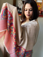 Lite Brown Woven Pashmina Shawl with Kaani Pallu