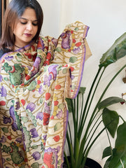 Handpainted Kalamkari Dupatta in Chanderi Silk