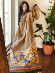 Handpainted Dupatta in Tussar Silk