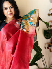 Handpainted Dupatta in Tussar Silk