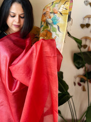 Handpainted Dupatta in Tussar Silk