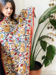 Handpainted Kalamkari Dupatta in Chanderi Silk