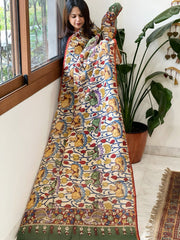 Handpainted Kalamkari Dupatta in Chanderi Silk