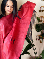 Handpainted Dupatta in Tussar Silk