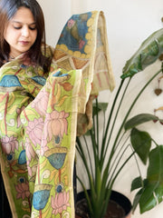 Handpainted Kalamkari Dupatta in Chanderi Silk
