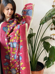 Handpainted Kalamkari Dupatta in Chanderi Silk