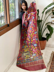 Handpainted Kalamkari Dupatta in Chanderi Silk