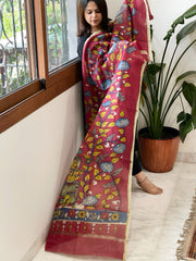 Handpainted Kalamkari Dupatta in Chanderi Silk