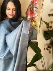 Handpainted Dupatta in Tussar Silk