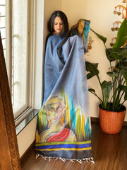 Handpainted Dupatta in Tussar Silk