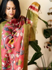 Handpainted Dupatta in Tussar Silk