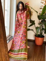 Handpainted Dupatta in Tussar Silk