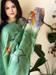 Handpainted Dupatta in Tussar Silk