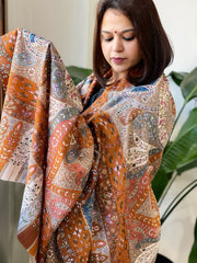 Woven Pashmina Kalamkari Shawl with Thread Embroidery