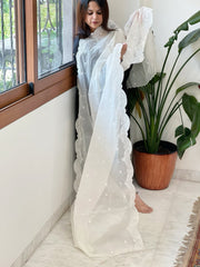 Chanderi Dupatta with Thread, Mirror and Cut Daana Work