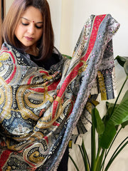 Woven Pashmina Kalamkari Shawl with Thread Embroidery