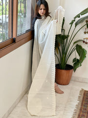 Off-White Cotton Dupatta with Embroidery