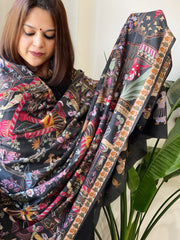 Woven Pashmina Kalamkari Shawl with Thread Embroidery
