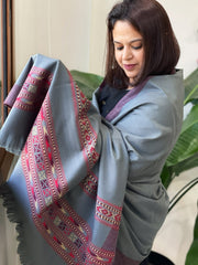 Grey Woven Kullu Woollen Shawl