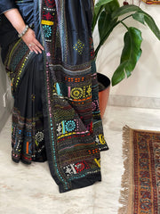 Black Handmade Lambani Saree in Bangalore Silk
