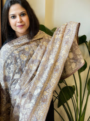 Lite Lavender Parsi Gara Embroidery Dupatta in Georgette