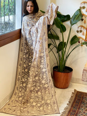 Lite Lavender Parsi Gara Embroidery Dupatta in Georgette