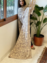 Lite Lavender Parsi Gara Embroidery Dupatta in Georgette