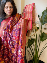 Purple Printed Patola Dupatta in Fine Art Silk