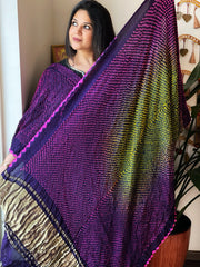 Blue Rai Bandhej Saree in Pure Gajji Silk