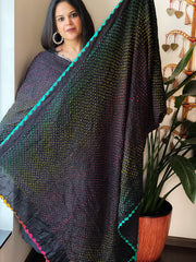 Black Rai Bandhej Saree in Pure Gajji Silk