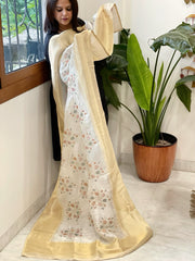 Tissue Chanderi Dupatta with Thread and Sequin Embroidery