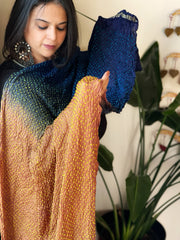 Rai Bandhej Dupatta in Pure Gajji Silk