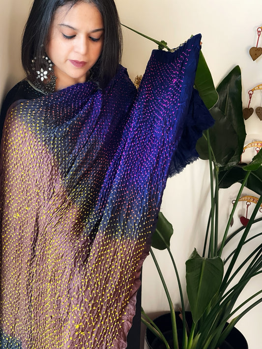 Rai Bandhej Dupatta in Pure Gajji Silk