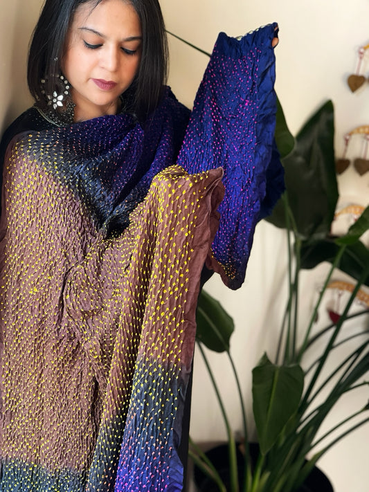 Rai Bandhej Dupatta in Pure Gajji Silk