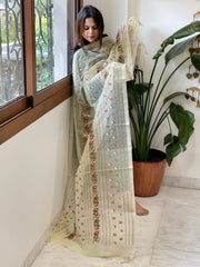 Yellow Organza Dupatta with Thread Embroidery